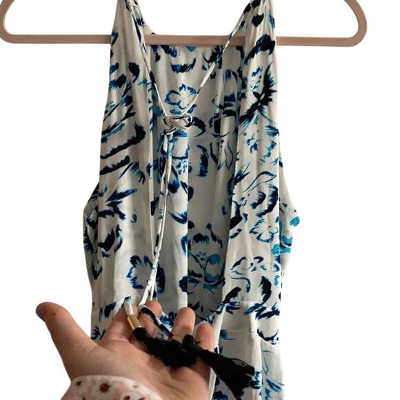 NWT Revolve KARINA GRIMALDI BLUE CANDELA PRINTED LISA Art Deco Luxury Romper - Picture 9 of 10
